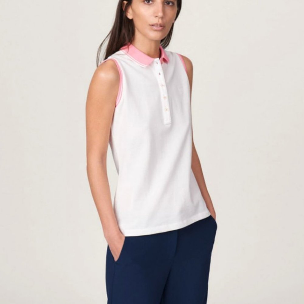 {GANT} contrast white pink polo sleeveless top